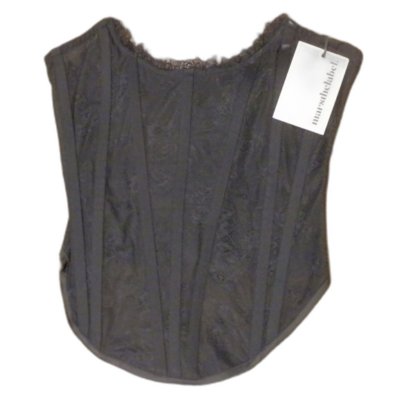 Mars The Label MTL Black The Lace Trim Ruched Corset Women's Size 8 UK NWT - Picture 1 of 2
